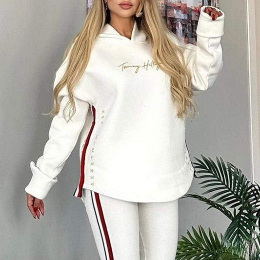 ✨2025 Neues Upgrade👗Damen Hoodie und gestreifte Hose 2-teiliges Set