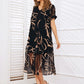 Fließendes Maxikleid mit V-Ausschnitt und Print
