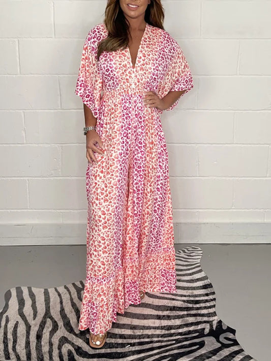 🔥🔥HEIßER SALE 50% RABATT🔥2025 NEUER STIL V-Ausschnitt Leopardenmuster Kleid💝