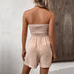 🎉Letzter Tag Promotion 50% OFF💃Frauen trägerlos Rüschenbesatz geraffte Krawatte vorne weites Bein Rohr Romper