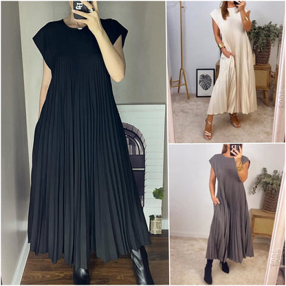 💞Ärmelloses, schlichtes, plissiertes, elegantes Kleid💞