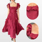Kostenloser Versand ——Women's Solid Color Short-sleeve Ruffled Tiered Dress