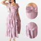 Kostenloser Versand ——Women's Solid Color Short-sleeve Ruffled Tiered Dress