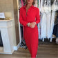 50% RABATT!! 🌹Sexy rotes langärmliges Reverskleid für Damen