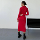 50% RABATT!! 🌹Sexy rotes langärmliges Reverskleid für Damen