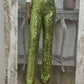 Schlanke Stretch-Schlaghose mit hoher Taille, Pailletten für Damen