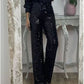 Schlanke Stretch-Schlaghose mit hoher Taille, Pailletten für Damen