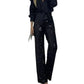 Schlanke Stretch-Schlaghose mit hoher Taille, Pailletten für Damen