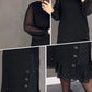 Damenkleid mit Rundhalsausschnitt, einfarbig und Strasssteinen
