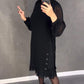Damenkleid mit Rundhalsausschnitt, einfarbig und Strasssteinen
