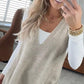 ✨👗Damen Pullover-Weste mit V-Ausschnitt und Taschen