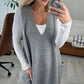 ✨👗Damen Pullover-Weste mit V-Ausschnitt und Taschen