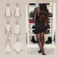 Sexy Bodycon-Kleid für Damen mit V-Ausschnitt, Mesh und Strass