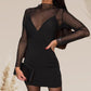 Sexy Bodycon-Kleid für Damen mit V-Ausschnitt, Mesh und Strass