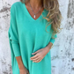 👗Langärmliges, gestricktes, lockeres V-Ausschnitt-Top für Damen✨