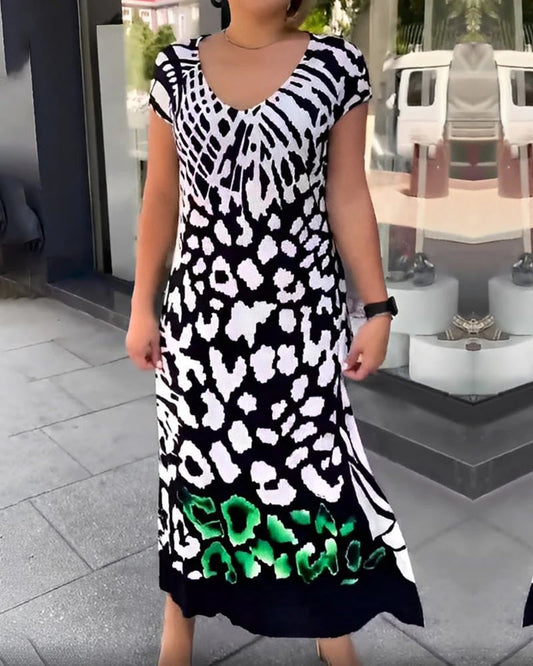 💖Begrenzter Ausverkauf 50% OFF💖Lässiges bedrucktes kurzärmeliges Kleid