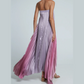 💕Trägerloses Abendkleid mit Farbverlauf und Plisseefalten