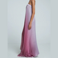 💕Trägerloses Abendkleid mit Farbverlauf und Plisseefalten