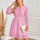 Langarmkleid mit V-Ausschnitt und Lochmuster für Damen