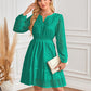 Langarmkleid mit V-Ausschnitt und Lochmuster für Damen