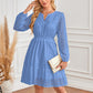 Langarmkleid mit V-Ausschnitt und Lochmuster für Damen