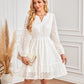Langarmkleid mit V-Ausschnitt und Lochmuster für Damen