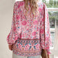 🌷Frühling Vorverkauf 50% Rabatt🍃Damenmode bedrucktes Langarmshirt mit V-Ausschnitt