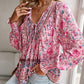🌷Frühling Vorverkauf 50% Rabatt🍃Damenmode bedrucktes Langarmshirt mit V-Ausschnitt
