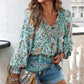 🌷Frühling Vorverkauf 50% Rabatt🍃Damenmode bedrucktes Langarmshirt mit V-Ausschnitt