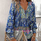 🌷Frühling Vorverkauf 50% Rabatt🍃Damenmode bedrucktes Langarmshirt mit V-Ausschnitt