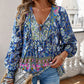🌷Frühling Vorverkauf 50% Rabatt🍃Damenmode bedrucktes Langarmshirt mit V-Ausschnitt