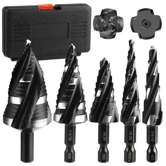 🧰5-Piece HSS Step Drill Bit Set for Metal
