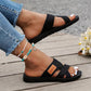 Bequeme flache Sandalen mit offener Spitze für breite Füße