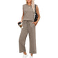 🌺2025 Neu eingetroffen - 49% OFF🌺Damen Casual Cap Ärmel Top Weite Hosen Set