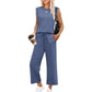 🌺2025 Neu eingetroffen - 49% OFF🌺Damen Casual Cap Ärmel Top Weite Hosen Set