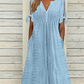 🌸💐Elegantes Kleid mit V-Ausschnitt und Hohlkehle für Frauen
