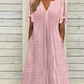🌸💐Elegantes Kleid mit V-Ausschnitt und Hohlkehle für Frauen