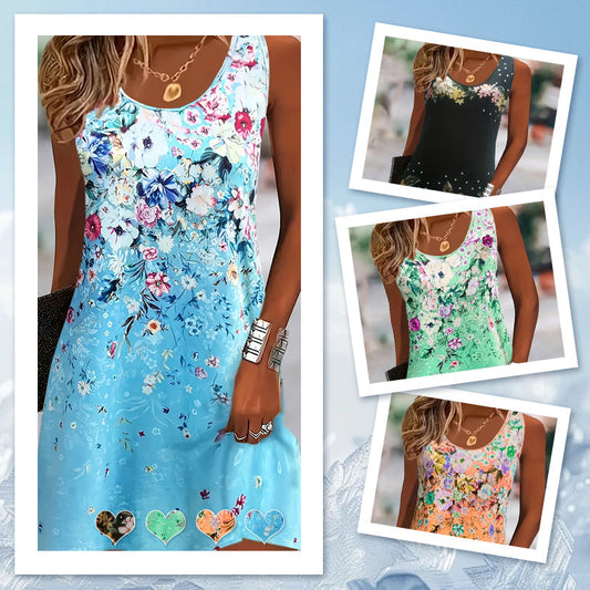 Ärmelloses Sommerkleid mit Blumenmuster für Damen