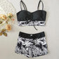 Damen bedrucktes zweiteiliges Badeanzug-Set