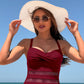 Einteiliger Damen-Badeanzug mit Mesh-Details