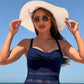 Einteiliger Damen-Badeanzug mit Mesh-Details