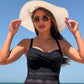 Einteiliger Damen-Badeanzug mit Mesh-Details