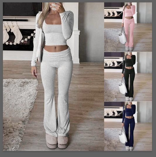 Damen-Set aus Crop-Top und Bootcut-Hose