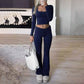Damen-Set aus Crop-Top und Bootcut-Hose