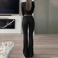 Damen-Set aus Crop-Top und Bootcut-Hose