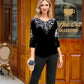 👗✨ Elegantes 2-teiliges Samt-Set mit Kristallverzierungen 👗💎