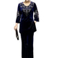 👗✨ Elegantes 2-teiliges Samt-Set mit Kristallverzierungen 👗💎