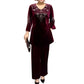👗✨ Elegantes 2-teiliges Samt-Set mit Kristallverzierungen 👗💎