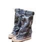 💗LETZTER TAG AKTION - 50% RABATT💗Flache Retro-Stiefel aus Canvas mit mittlerem Schaft für Damen